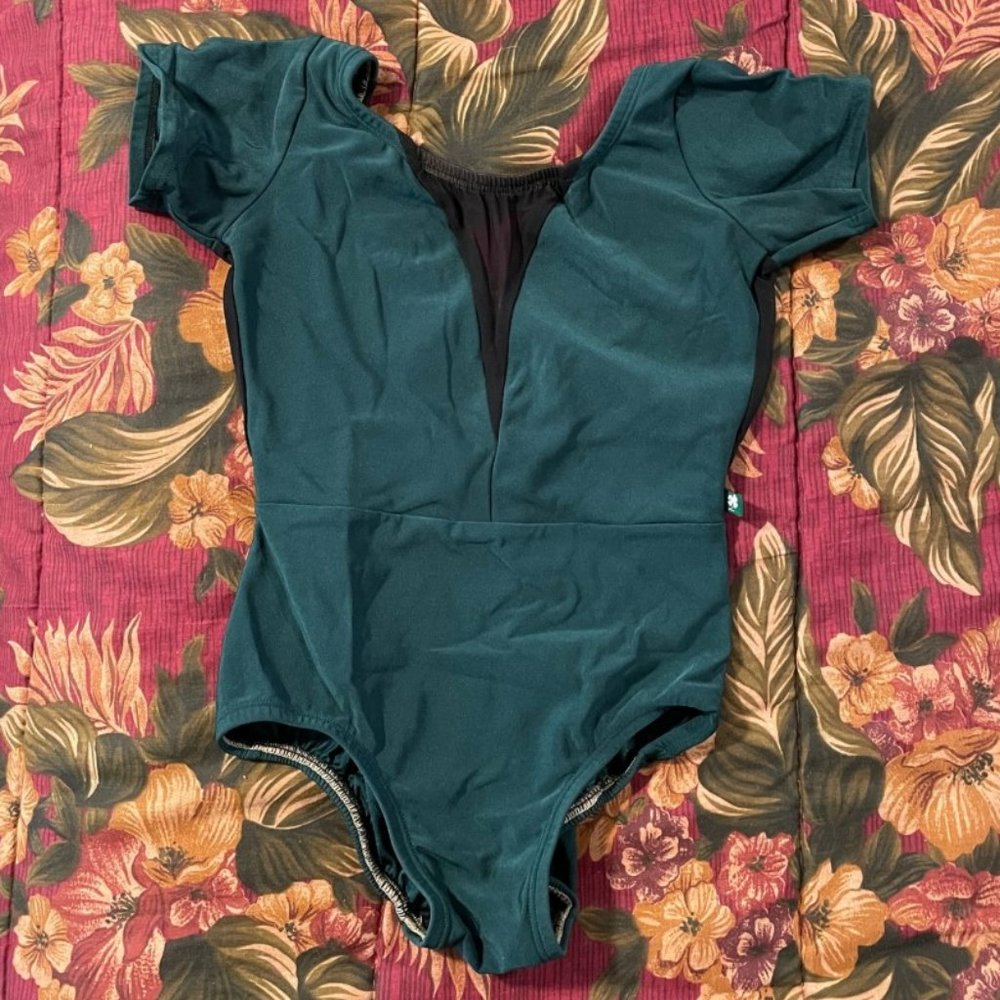 Green LuckyLeo Mesh Back Ballet Leotard